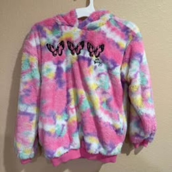 Betsey Johnson Other - Betsey Johnson Fuzzy Tie-Dye Butterfly Hoodie girls medium